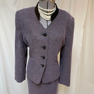 LE SUIT Skirt Suit Size Petite 16P Herringbone 33 X 23 Two Piece Set Career